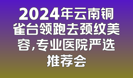 2024年云南铜雀台领跑去颈纹美容，专业医院严选推荐会