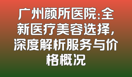广州颜所医院：全新医疗美容选择，深度解析服务与价格概况