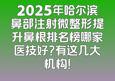 2025年哈尔滨鼻部注射微整形提升鼻根排名榜哪家医技好？有这几大机构！