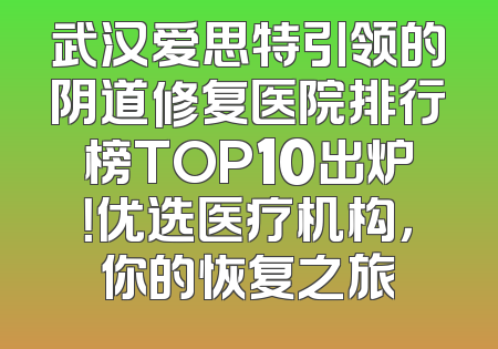 武汉爱思特引领的阴道修复医院排行榜TOP10出炉！优选医疗机构，你的恢复之旅