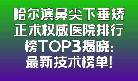 哈尔滨鼻尖下垂矫正术权威医院排行榜TOP3揭晓：最新技术榜单！