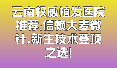 云南权威植发医院推荐：信赖大麦微针，新生技术登顶之选！