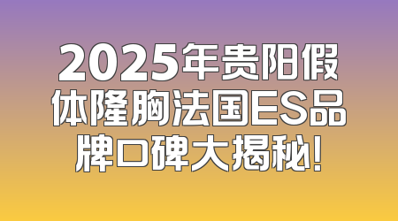 2025年贵阳假体隆胸法国ES品牌口碑大揭秘！