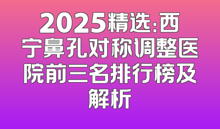 2025精选：西宁鼻孔对称调整医院前三名排行榜及解析