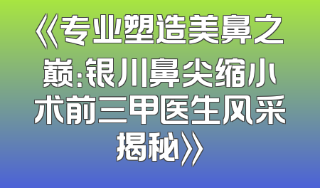 《专业塑造美鼻之巅：银川鼻尖缩小术前三甲医生风采揭秘》