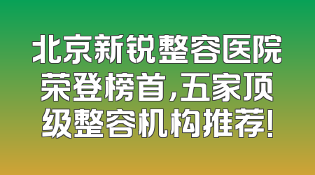 北京新锐整容医院荣登榜首，五家顶级整容机构推荐！