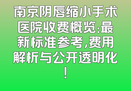 南京阴唇缩小手术医院收费概览：最新标准参考，费用解析与公开透明化！