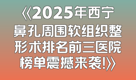 《2025年西宁鼻孔周围软组织整形术排名前三医院榜单震撼来袭！》