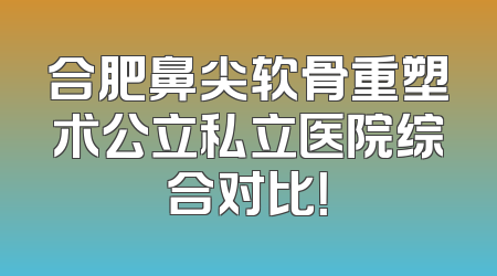 合肥鼻尖软骨重塑术公立私立医院综合对比！