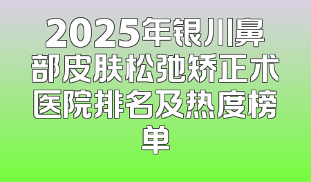 2025年银川鼻部皮肤松弛矫正术医院排名及热度榜单