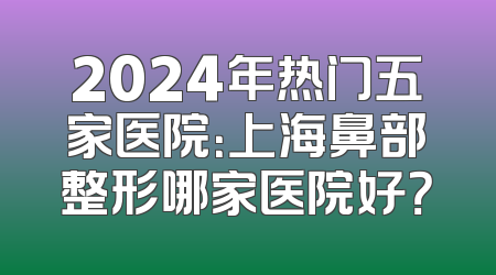 2024年热门五家医院：上海鼻部整形哪家医院好？