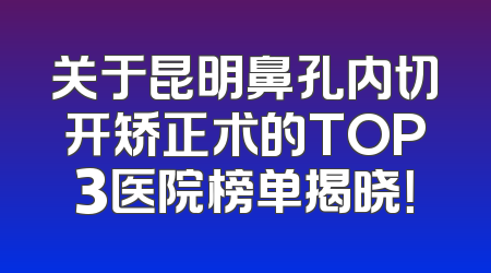 关于昆明鼻孔内切开矫正术的TOP3医院榜单揭晓！