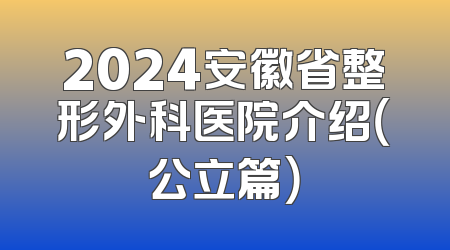 2024安徽省整形外科医院介绍（公立篇）