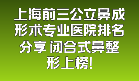 上海前三公立鼻成形术专业医院排名分享 闭合式鼻整形上榜！