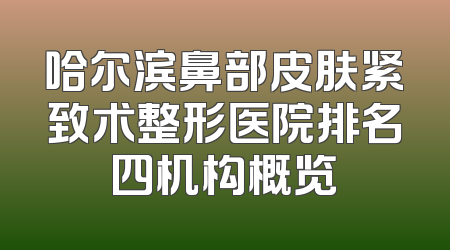 哈尔滨鼻部皮肤紧致术整形医院排名四机构概览