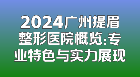 2024广州提眉整形医院概览：专业特色与实力展现