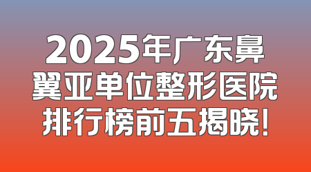 2025年广东鼻翼亚单位整形医院排行榜前五揭晓！