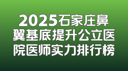 2025石家庄鼻翼基底提升公立医院医师实力排行榜