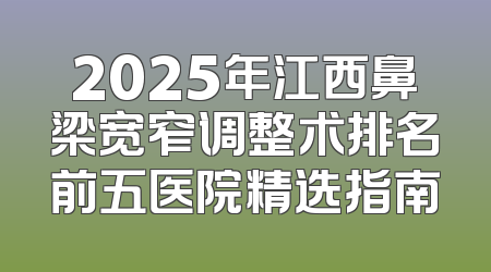 2025年江西鼻梁宽窄调整术排名前五医院精选指南