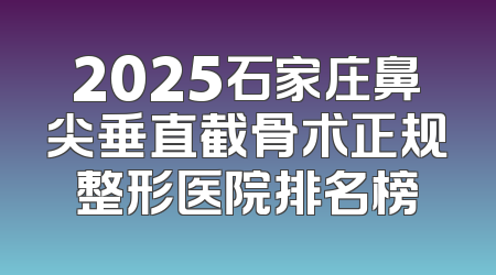 2025石家庄鼻尖垂直截骨术正规整形医院排名榜