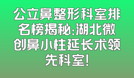 公立鼻整形科室排名榜揭秘：湖北微创鼻小柱延长术领先科室！