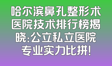 哈尔滨鼻孔整形术医院技术排行榜揭晓：公立私立医院专业实力比拼！