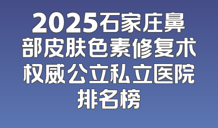 2025石家庄鼻部皮肤色素修复术权威公立私立医院排名榜