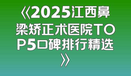 《2025江西鼻梁矫正术医院TOP5口碑排行精选》