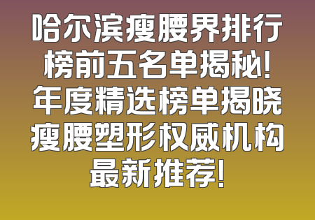 哈尔滨瘦腰界排行榜前五名单揭秘！年度精选榜单揭晓瘦腰塑形权威机构最新推荐！