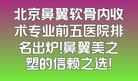 北京鼻翼软骨内收术专业前五医院排名出炉！鼻翼美之塑的信赖之选！
