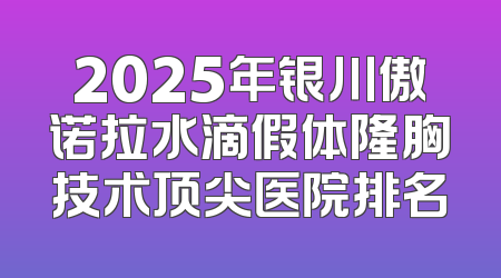 2025年银川傲诺拉水滴假体隆胸技术顶尖医院排名