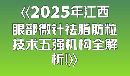 《2025年江西眼部微针祛脂肪粒技术五强机构全解析！》