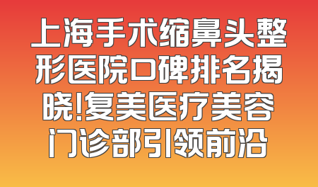 上海手术缩鼻头整形医院口碑排名揭晓！复美医疗美容门诊部引领前沿