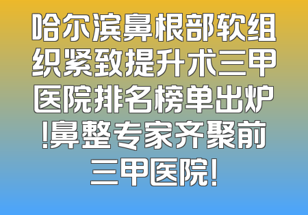 哈尔滨鼻根部软组织紧致提升术三甲医院排名榜单出炉！鼻整专家齐聚前三甲医院！