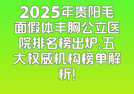 2025年贵阳毛面假体丰胸公立医院排名榜出炉：五大权威机构榜单解析！