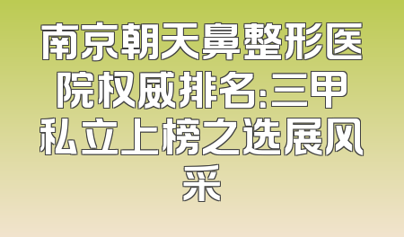 南京朝天鼻整形医院权威排名：三甲私立上榜之选展风采