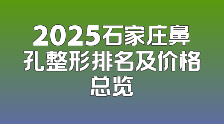 2025石家庄鼻孔整形排名及价格总览