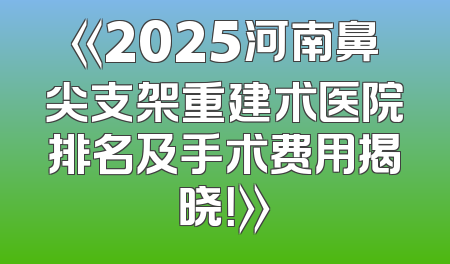 《2025河南鼻尖支架重建术医院排名及手术费用揭晓！》