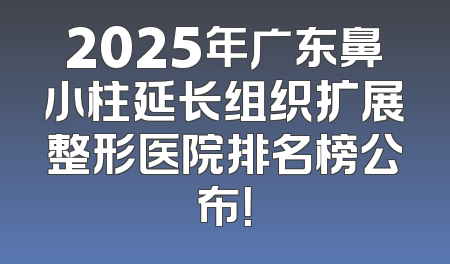 2025年广东鼻小柱延长组织扩展整形医院排名榜公布！