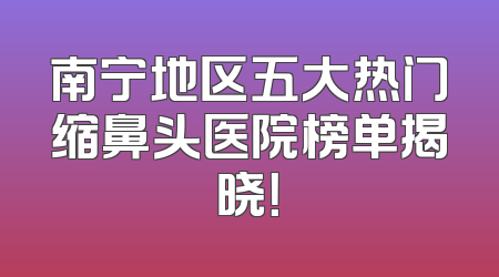 南宁地区五大热门缩鼻头医院榜单揭晓！