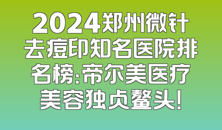 2024郑州微针去痘印知名医院排名榜：帝尔美医疗美容独占鳌头！