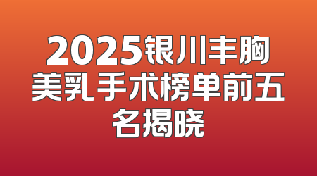 2025银川丰胸美乳手术榜单前五名揭晓