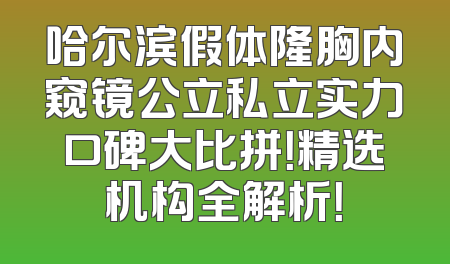 哈尔滨假体隆胸内窥镜公立私立实力口碑大比拼！精选机构全解析！