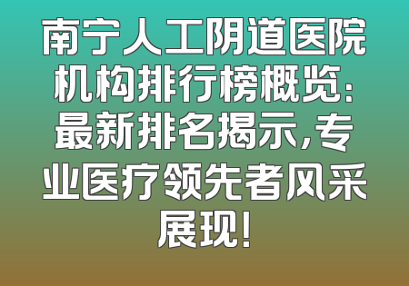 南宁人工阴道医院机构排行榜概览：最新排名揭示，专业医疗领先者风采展现！