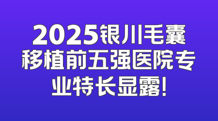 2025银川毛囊移植前五强医院专业特长显露！