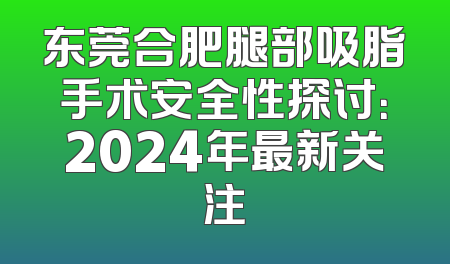 东莞合肥腿部吸脂手术安全性探讨：2024年最新关注