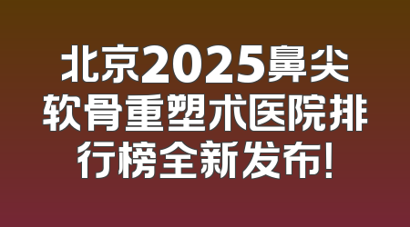 北京2025鼻尖软骨重塑术医院排行榜全新发布！