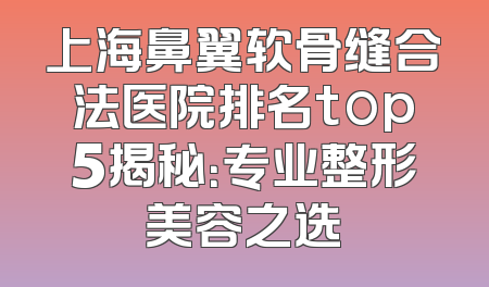 上海鼻翼软骨缝合法医院排名top5揭秘：专业整形美容之选