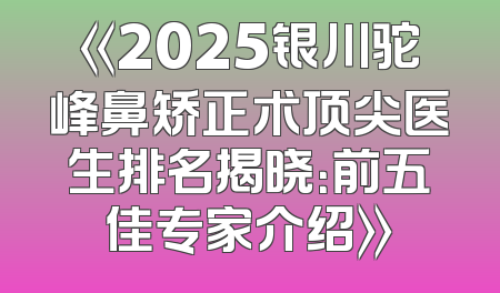 《2025银川驼峰鼻矫正术顶尖医生排名揭晓：前五佳专家介绍》