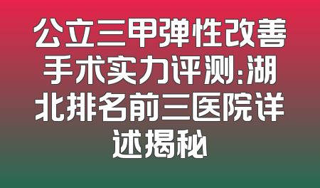 公立三甲弹性改善手术实力评测：湖北排名前三医院详述揭秘